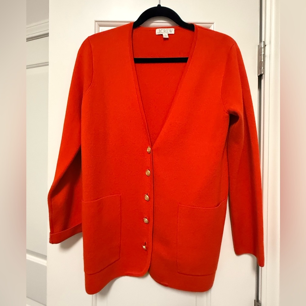 J. Crew Women's Orange V-Neck Button Cardigan
